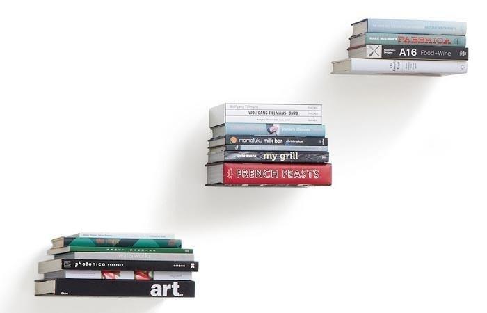 SET OF 3 CONCEAL BOOKSHELVES, SILVER METAL