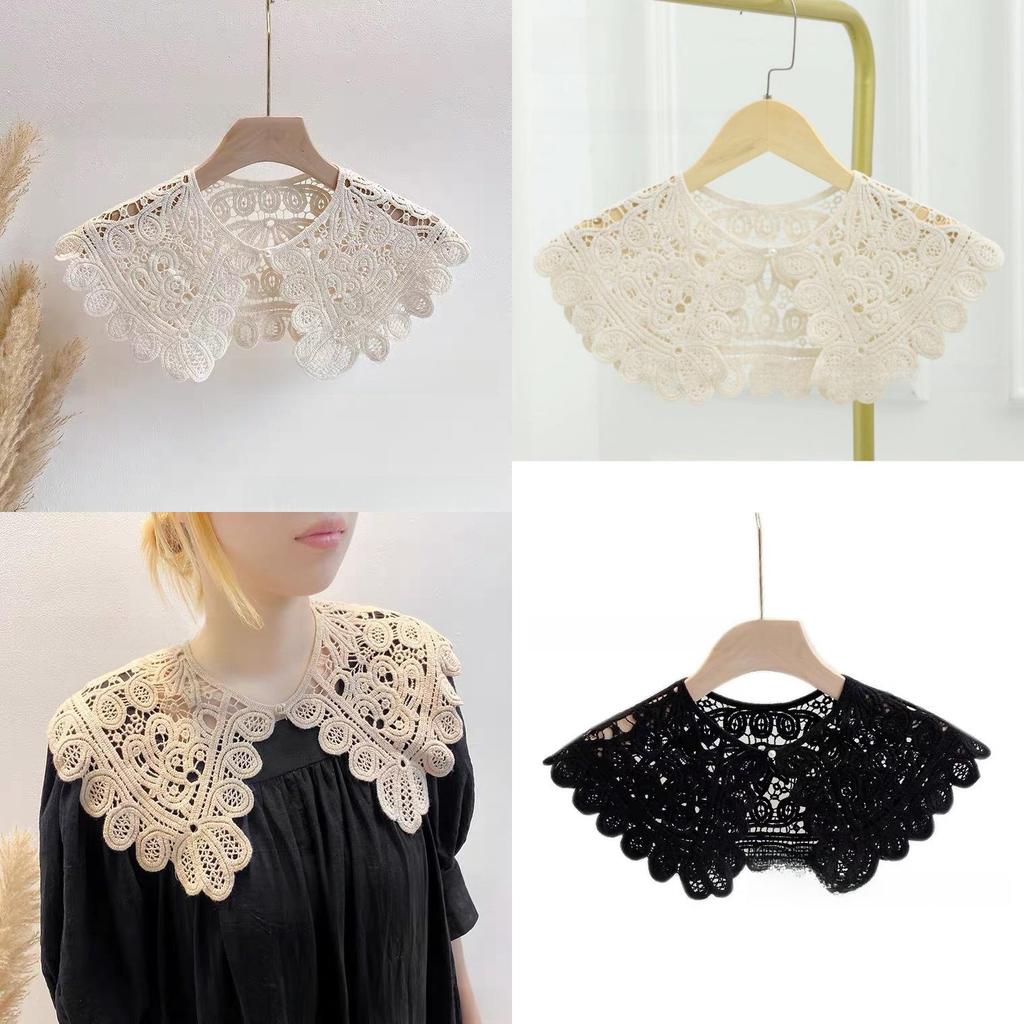 Cotton Vintage Lace Crochet Small Shawl With Floral Pattern For Women Summer Fashion