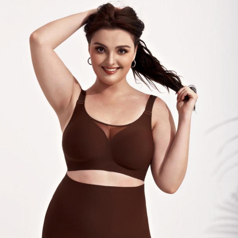Plus Size Women Soft Support Seamless Push Up Comfortable Bra For Large Bust