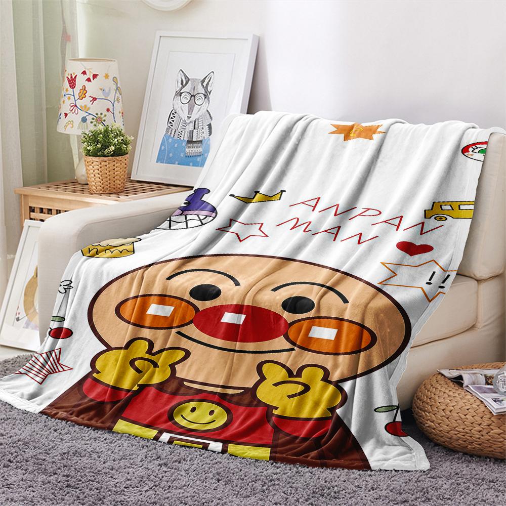 1PC Anpanman Print Flannel Blanket, High quality All Seasons, Home Decor, Warmth and Comfort, Perfect for Christmas Gifts