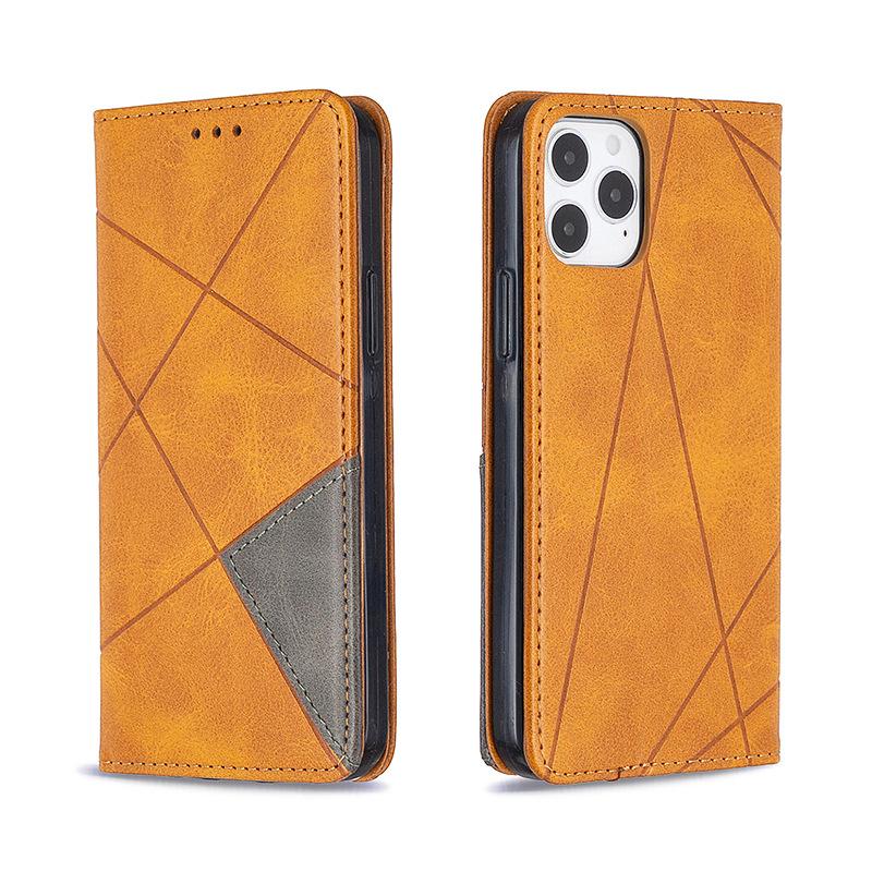 Applicable To iPhone16E Prismatic Mobile Phone Leather Case 17Pro Cowhide Pattern Protective Case 14plus Two-color Splicing S25