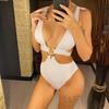 Sexy Leaves Printed Cut Out Women Swimwear One Piece Swimsuit Female High Leg Cut Monokini Bather Bathing Suit Swim Lady