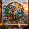 Reusable Christmas Window Decor Stained Glass Style Cling, Rainbow Film Sun Catcher Static Sunlight Reflective Films Suncatcher Sticker for Home Shop
