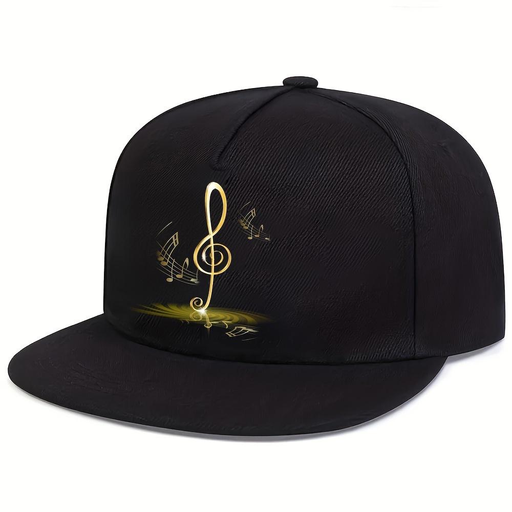Gold Treble Clef Music Notes Baseball Cap Unisex Polyester Adjustable Outdoor Snapback Hat