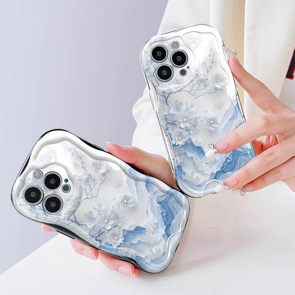 Cute Cartoon Pattern Cream Texture Casing Wavy Edge Soft Silicone Cover Phone Case for Vivo