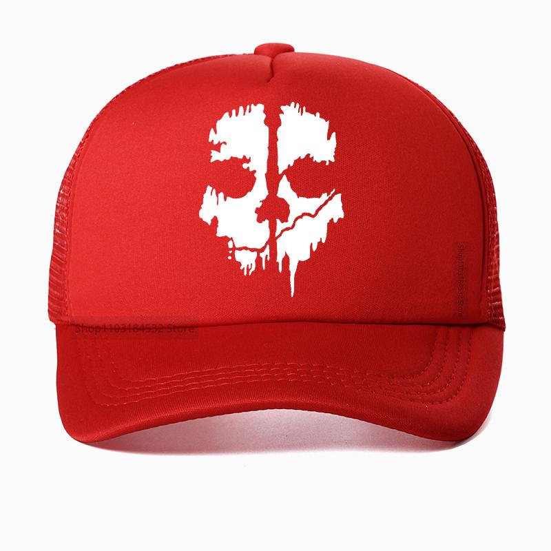 Call Of Duty FPS Shooting Game Ghost Head Skull Print Baseball Cap Unisex Fashion Cool Mesh Breathable Sun Hat Bone Adjustable