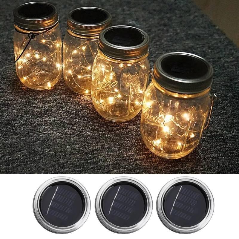 Charming Solar Powered Mason Jar Lid String Lights Perfect For Garden Decor And Outdoor Events