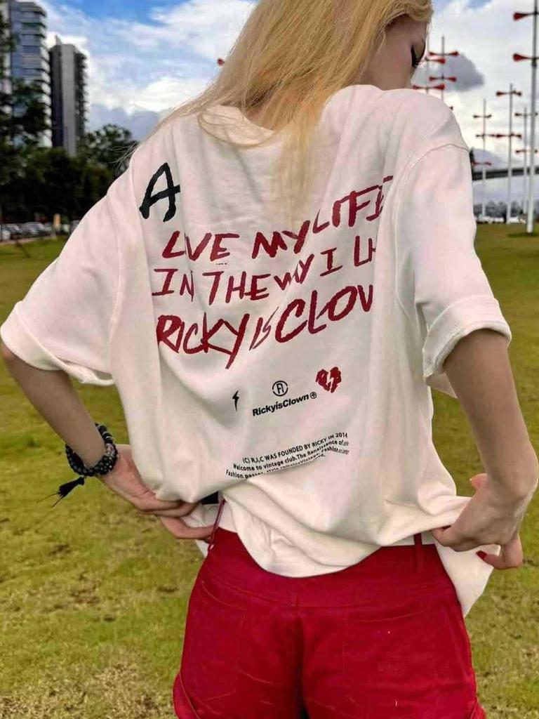 Women's Oversized White Short-Sleeve T-Shirt - American High Street Style for Summer