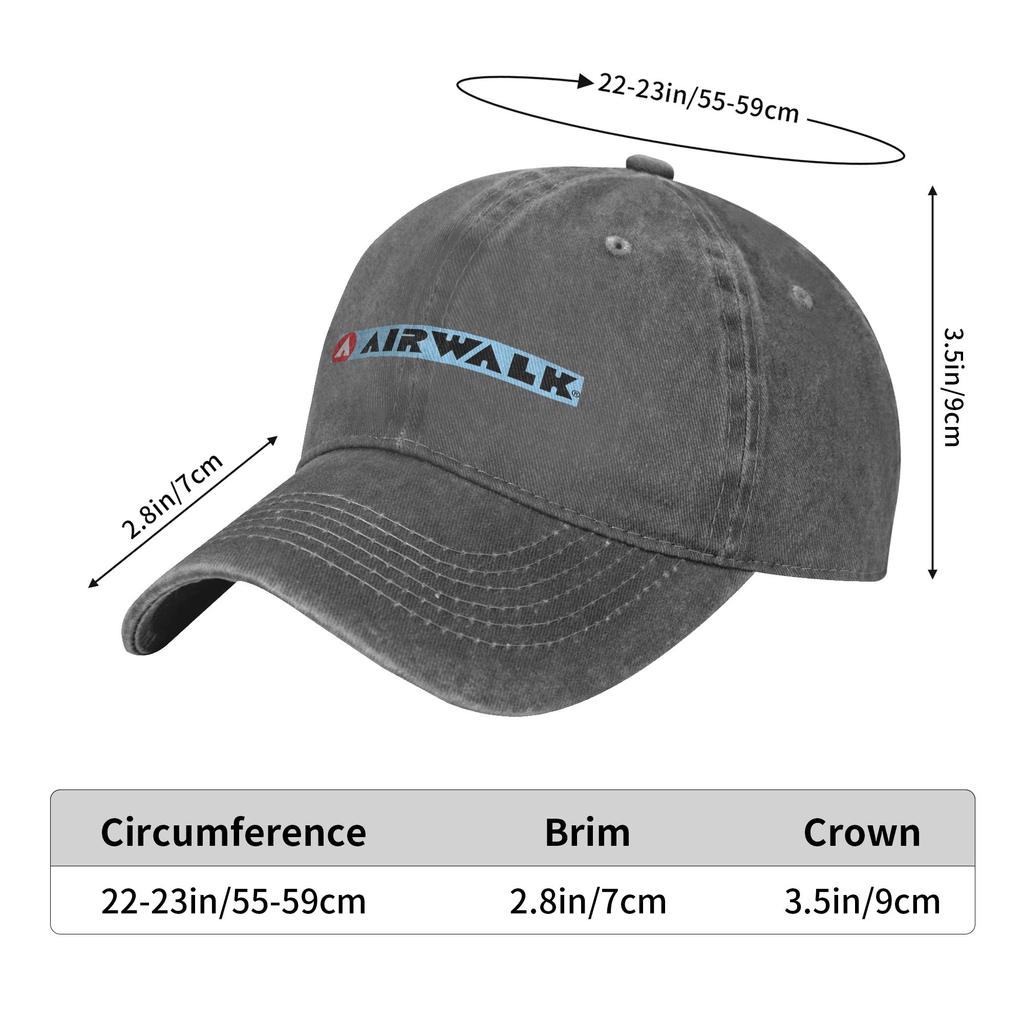 Airwalk Logo Washed Denim Cap Casual Baseball Caps Adjustable Hat Summer Unisex Baseball Hats
