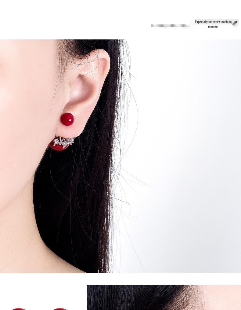 Roztomilé oboustranné náušnice s perlovou krajkou - Valentýnský a vánoční dárek pro ženy