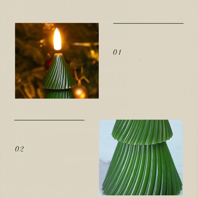 Pacote com 3 Velas LED de Natal Sem Chama Castiçais LED Verdes com Temporizador Controle Remoto Velas LED Piscantes 3D para Árvore de Natal