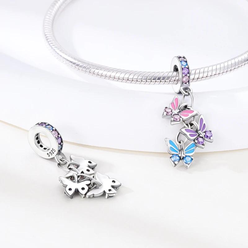 Copper Cat Safety Chain Animal Series Beads Butterfly Bracelet Charms Diy For Jewelry Making Birthday Gift