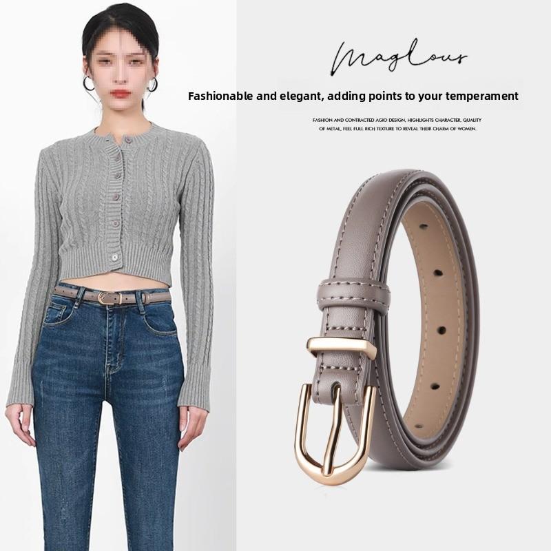Mary Women s two-layer cowhide pin buckle belt - versatile casual waist belt - stylish and portable young women s belt with pin buckle One size