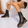 Fashion Spring and Autumn Thin Boots Platform Square Toe Double Zip Block Heel Platform Versatile Vintage Booties