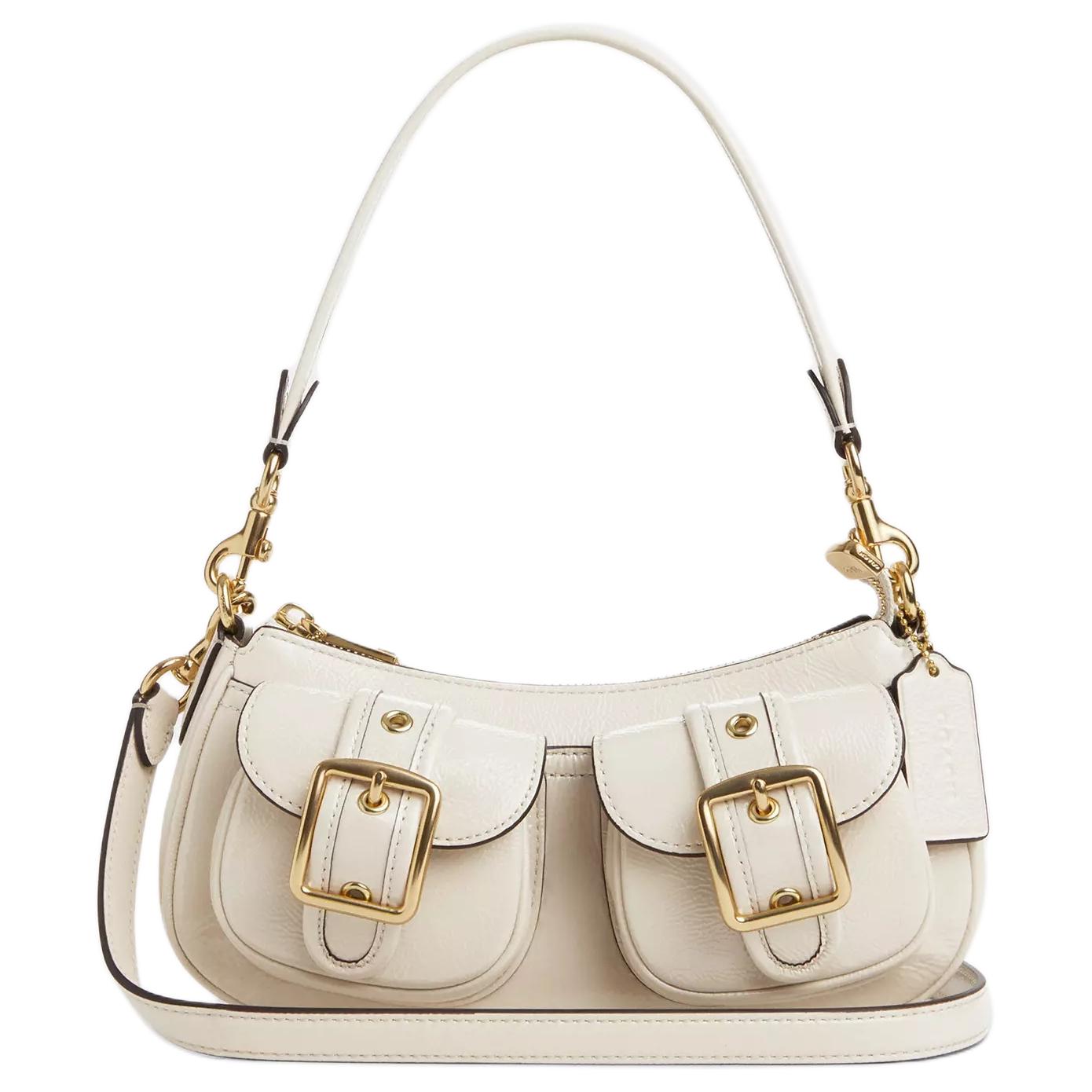 

Coach Ashton 25 Removable Shoulder Strap Top Zip Closure Handheld Crossbody Bag Patent Leather Medium Women Handbags Gold Pearl-White CV943-IMPRL Basic Set (Bag+Dust Bag)