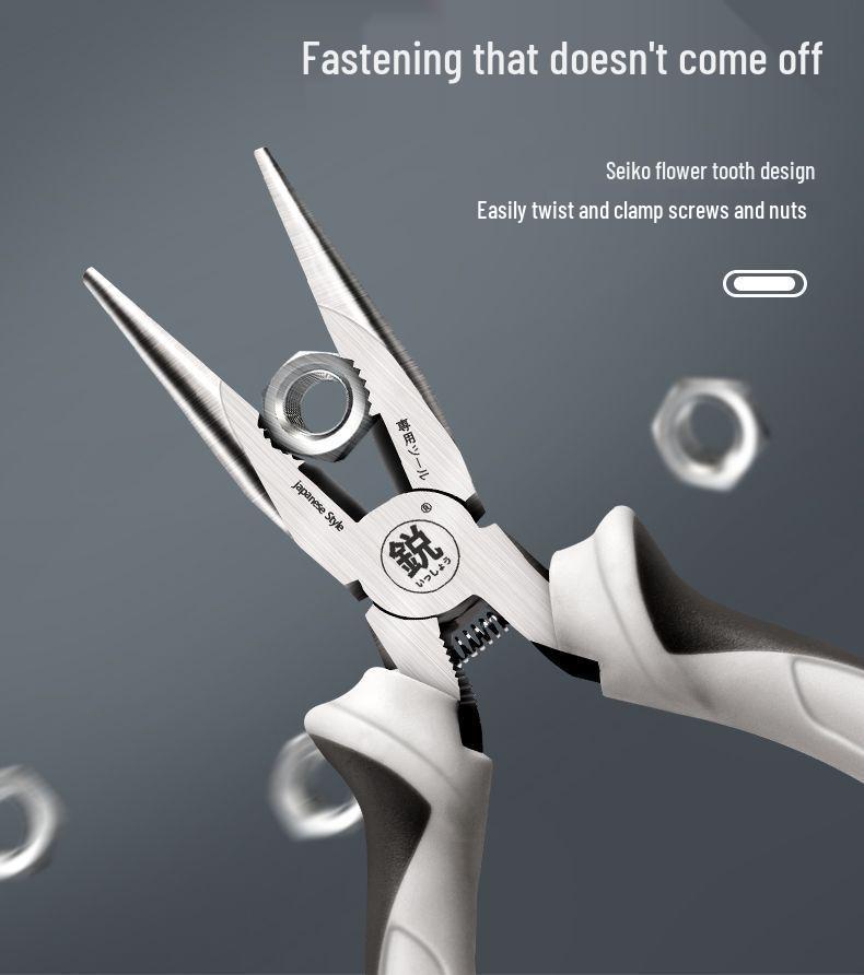 8 Inch Japanese Industrial-Grade Long Nose Pliers with Anti-Slip Grip