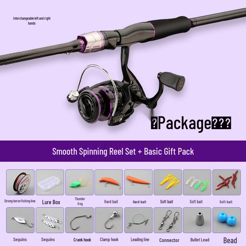 New Gen 2 Purple All-Purpose Fishing Rod: Sectional, Universal Gun & Straight Handle Casting Rod 1.6m