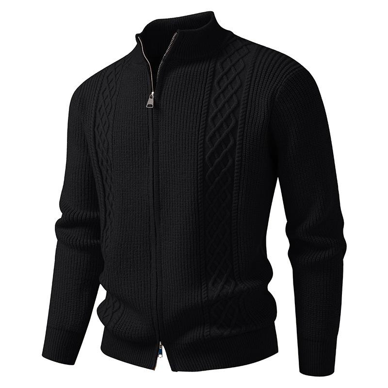 2025 New Autumn and Winter Men's Zipper Fashionable Casual Stand-up Collar Cardigan Sweater Jacket