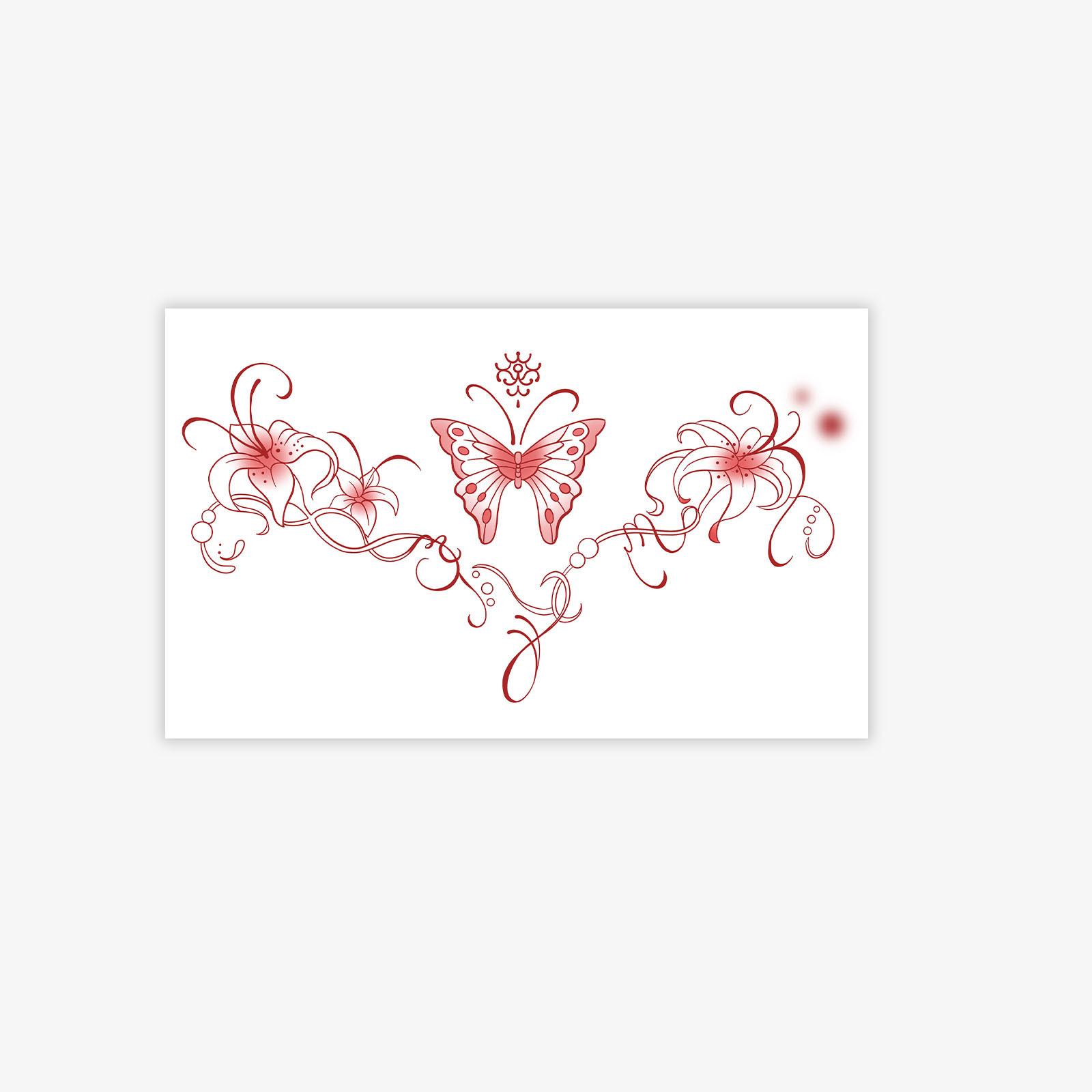 

Red Butterfly Waist Tattoo Sticker, Waterproof And Long-Lasting, Sexy Tattoo On Girls Back Waist 11*18