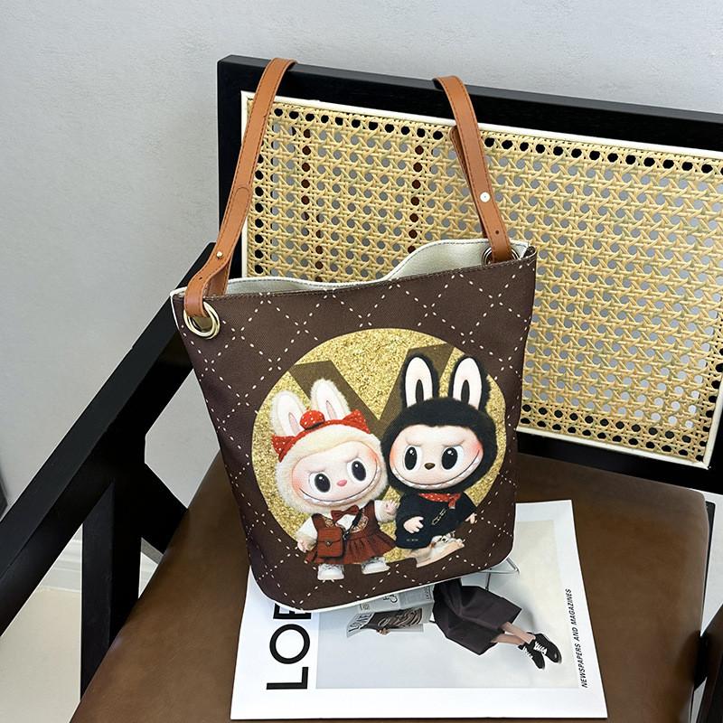 Labubu Cartoon Canvas Backpack With Breathable Fabric And Expandable Capacity For School And Daily Use