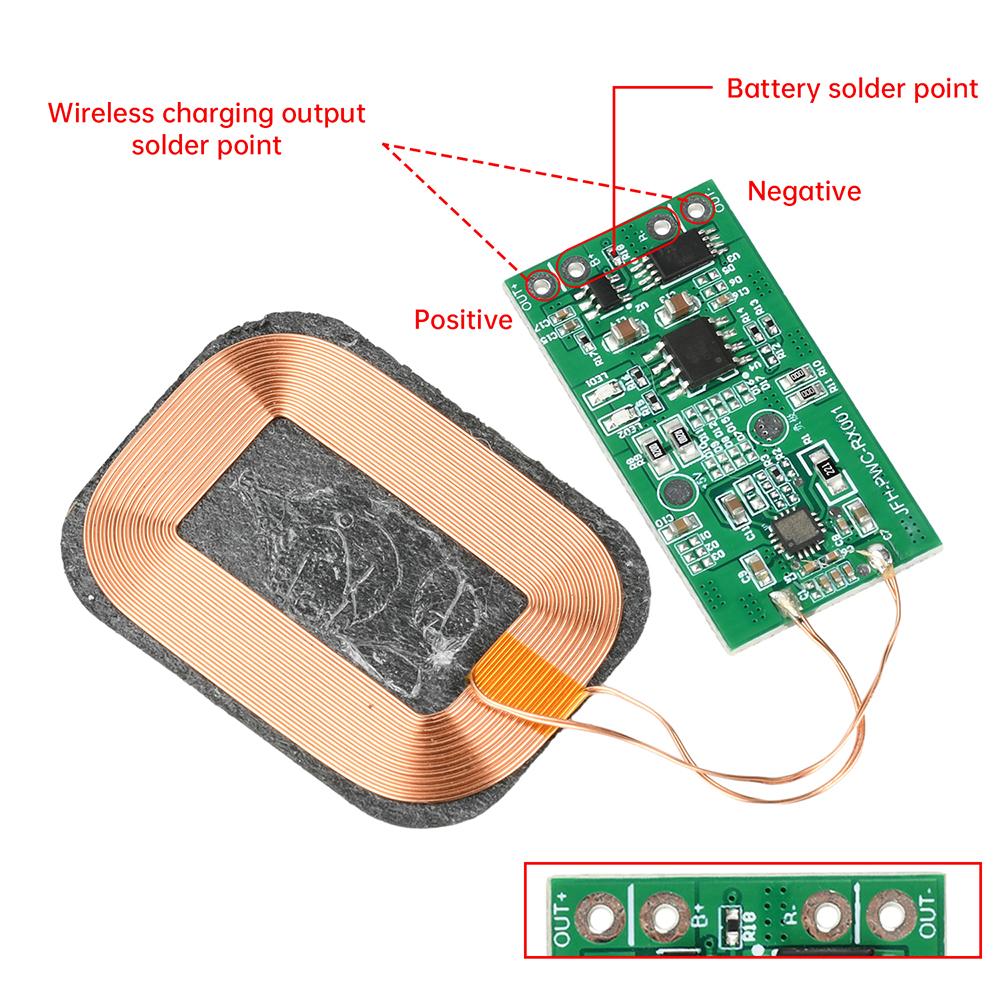 5W Wireless Charging Module PCBA Module Small Coil Lithium Battery Charging Built-in 3.7V Lithium Battery Modification Scheme