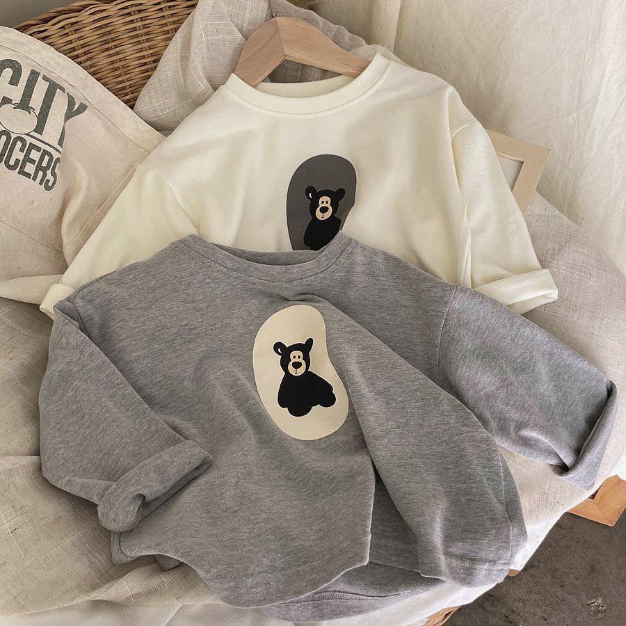 Cartoon Round Neck Long-Sleeve Cotton T-Shirt for Kids - Spring & Autumn Casual Korean Style for Boys and Girls