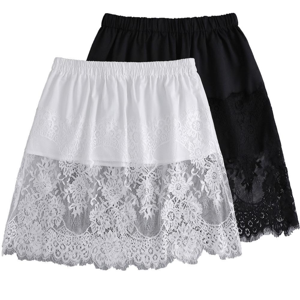 Embroidery Flower Women's Lace Underskirt Slips Mid Length Mesh Underskirt Slips Dress Spring