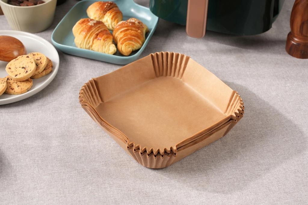 Paper Filter for KOENIC KAFP-1616 Air Fryer, 100 pcs, 16x16 cm, Brown