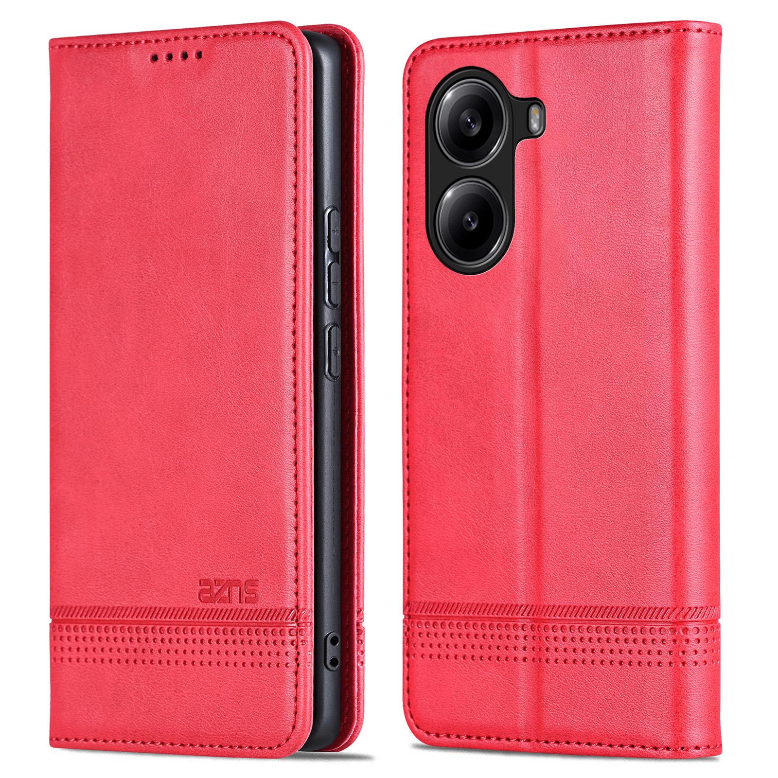 

AZNS Чехол для Xiaomi Redmi Turbo 4 5G/Poco X7 Pro 5G, Текстура коровьей кожи, PU кожа, Кошелек, Чехол для телефона Red