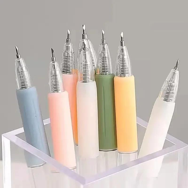 1pcs Wrapping Cutting Utility Pen Knife Retractable Press Hand Account Pen Knife Creative Art Paper Cutting Tool for Student