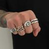 Salircon 4 Pcs/Set Punk Retro Five-Pointed Star Spiral Wide Rings Men Creative Hiphop Thick Finger Rings Sets Steampunk Jewelry