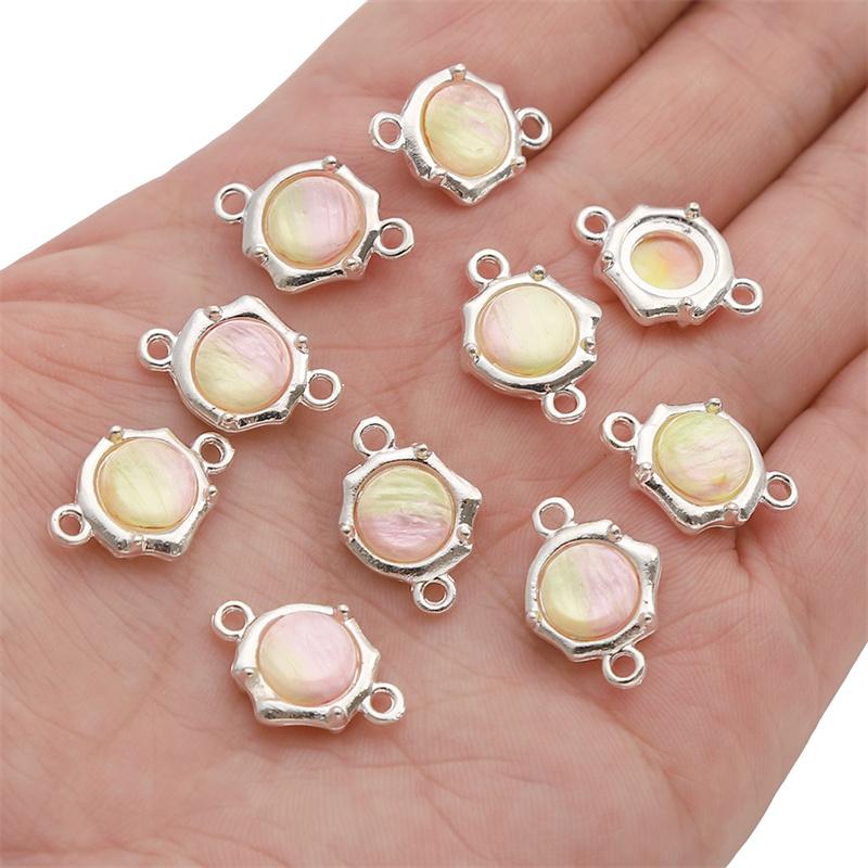 1pc/bag 12x17.5mm Alloy Cat Eye Stone Double Hanging Hole Pendant DIY Bracelet Necklace Earrings Jewelry Accessories