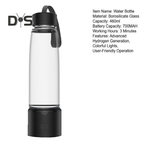 Hydrogen Water Bottle Generator 460ml Ion Membrane Electrolysis Tech 3 Min 2300+ PPB Hydro Water Cup Rechargeable Hydrogen Water Bottle Machine for