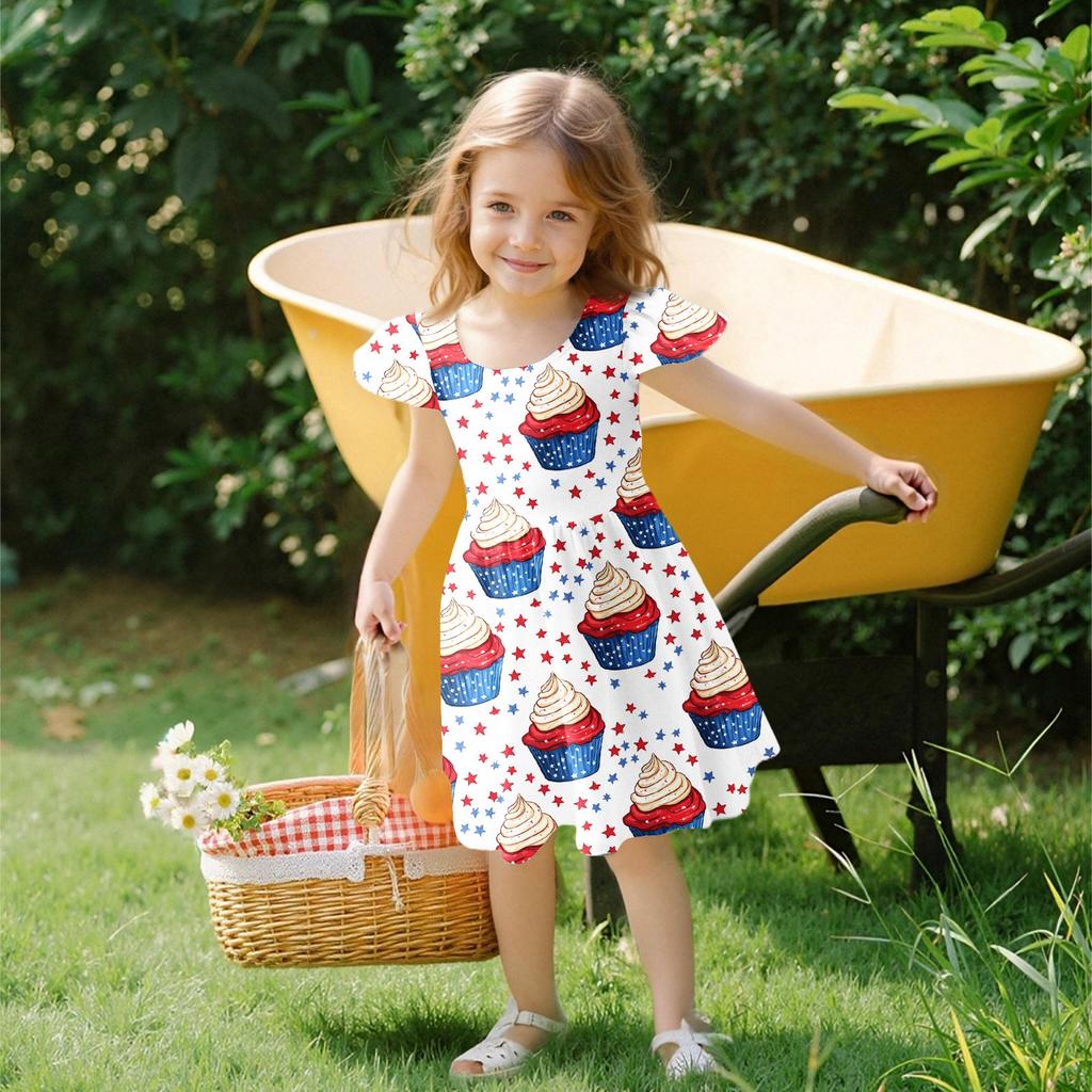 Dívčí šaty s batolecími rukávy, ležérní společenské školní šaty, oblečení pro dívky