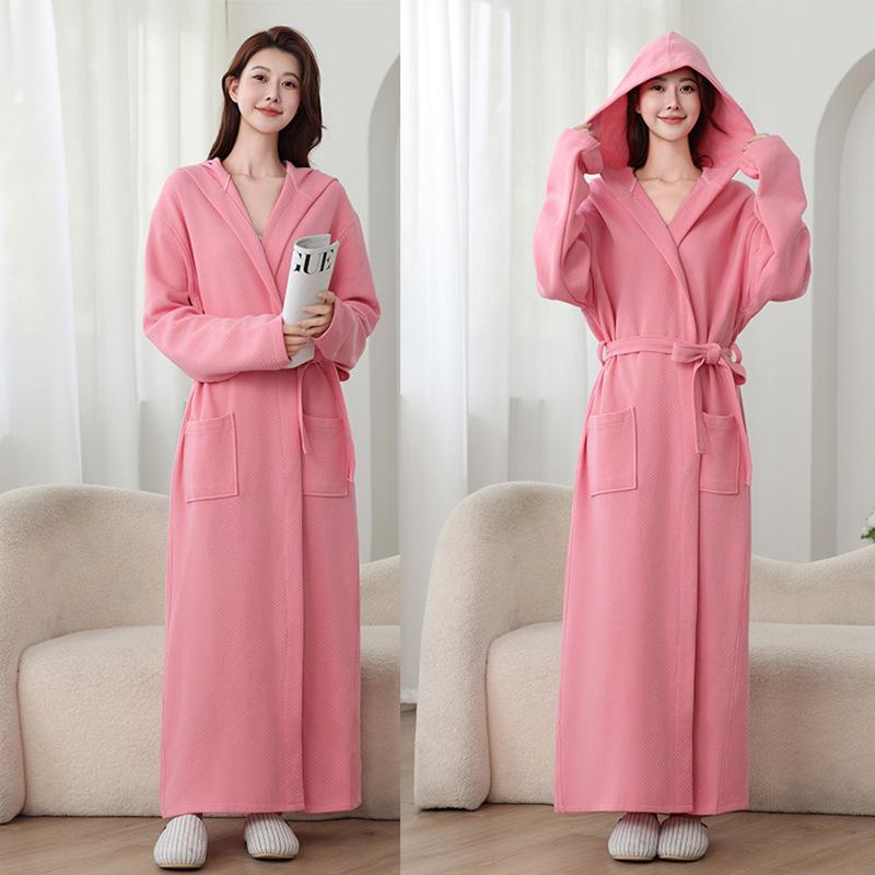 

All-Season Cotton Hooded Bathrobe for Couples - Absorbent and Stylish for Autumn/Winter XL [Height 185cm, Weight 180kg MAX]
