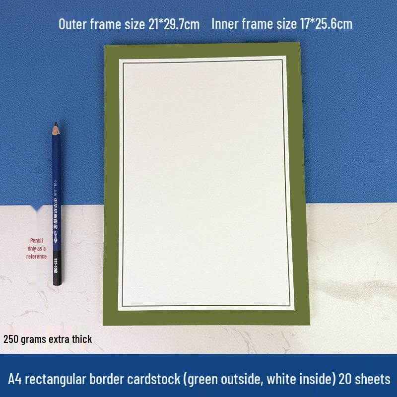 Square Outer, Round Inner Cardstock: Colored 8K Border, Round Mirror, Art Painting on Thick Cardstock