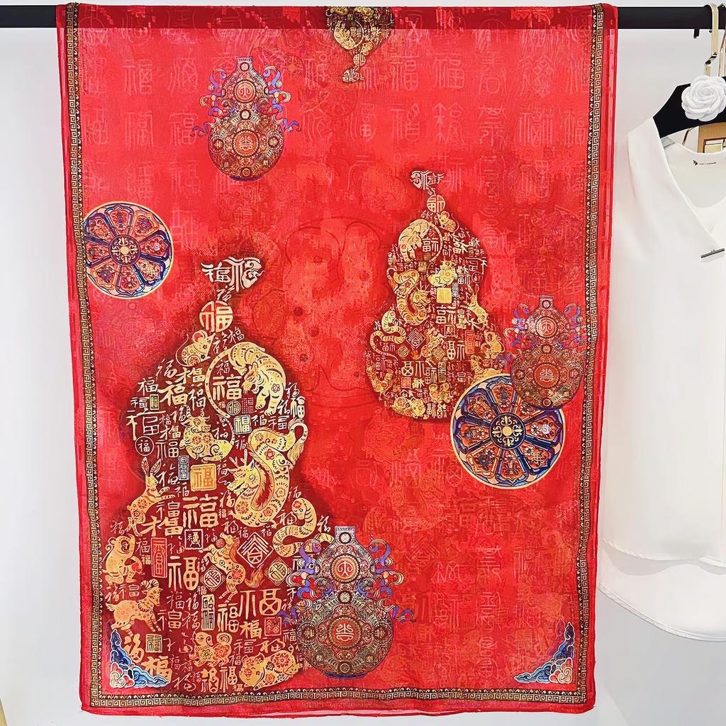 Simulationsseide Mode Blume-Schnitt Seidenschal Damen Einseitig Zweifarbig Blume Retro Schal