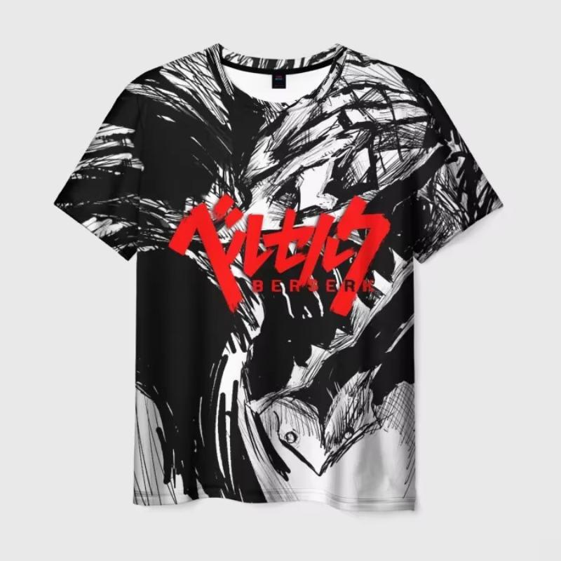 Anime Berserk Guts Trička s potiskem 3D Pánské/Dámské Stylové tričko Harajuku Neformální Kid Osobnost Krátký rukáv Top Oblečení