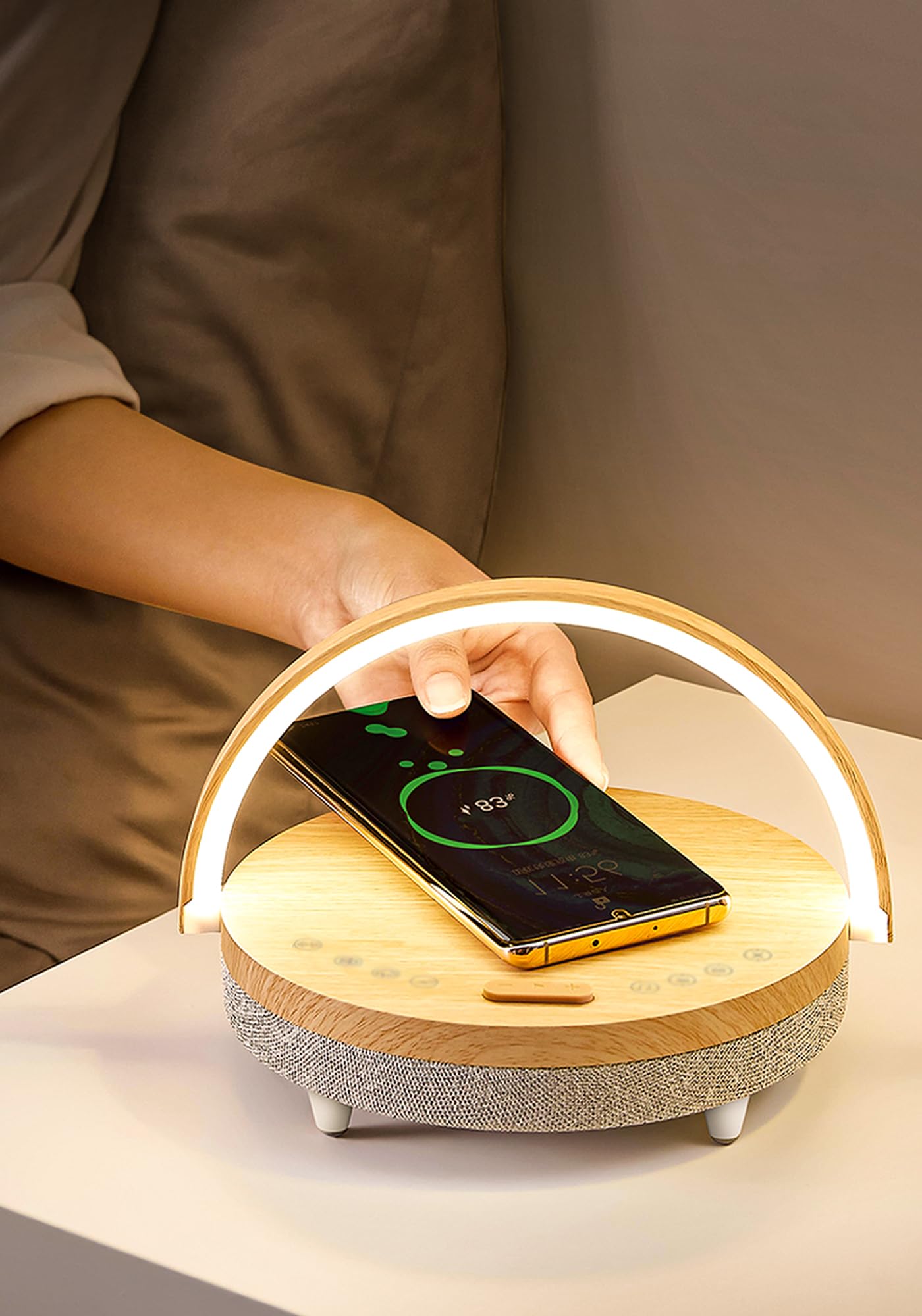 

EZVALO 5-in-1 Bedside Lamp, Nursing Light, White Noise, Bluetooth Speaker, Touch Sensor, Night Light, Adjustable Brightness, Ambient Lighting for