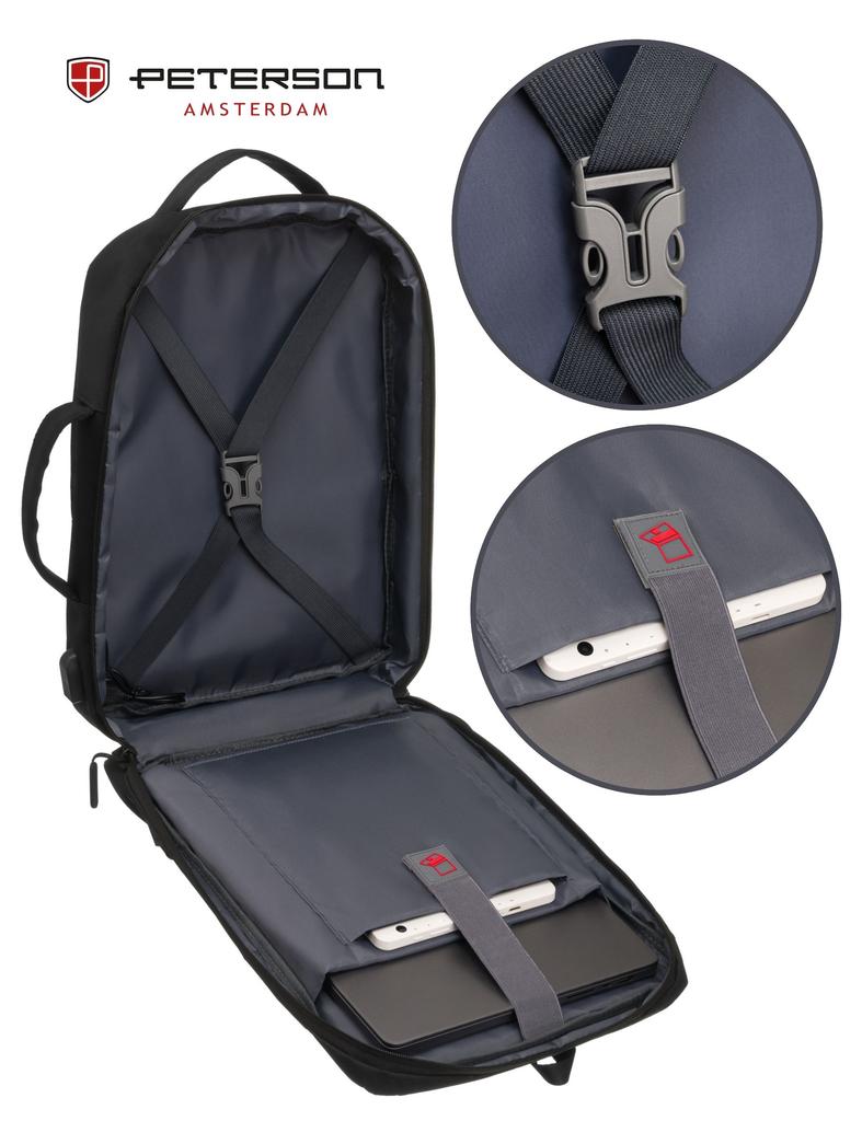 Travel Backpack with Laptop Space and USB Port - Peterson