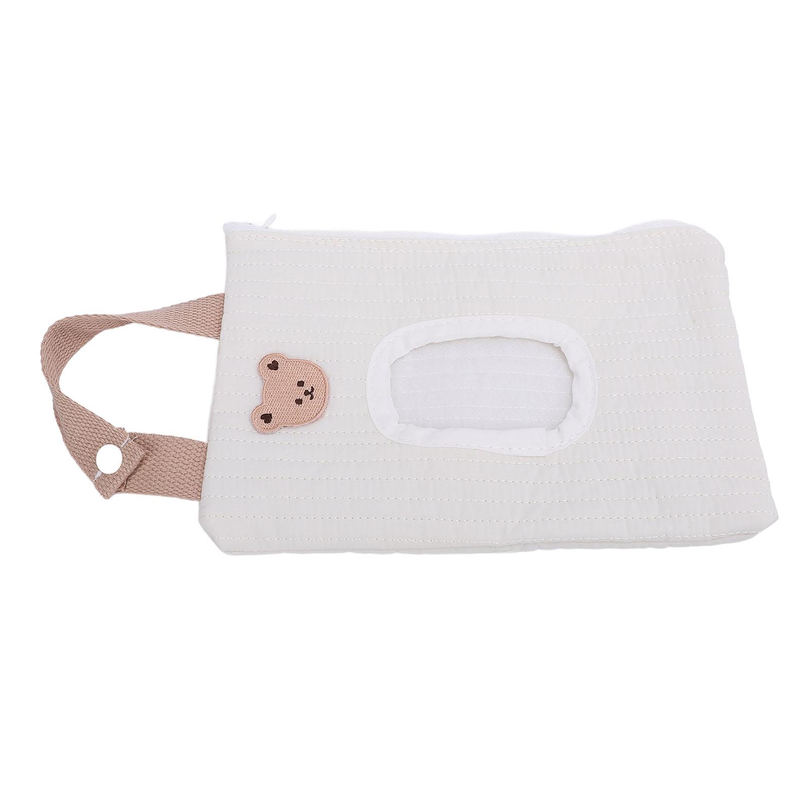 Travel Baby Wipes Case with   Embroidered Portable   Refillable Baby Wipe Dispenser Bag