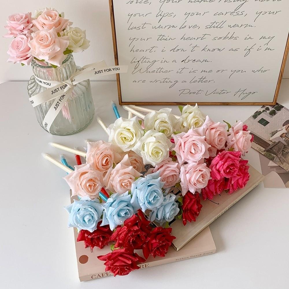 Writing Smoothly Neutral Gel Pens Fake Rose Signature Pen Artificial Flowers Ballpoint Pen  Ladies