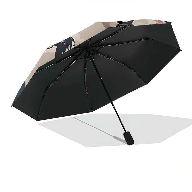 Geisha. Full Moon Themed Automatic Opening and Closing Umbrella, Brightly Colored 8 Rib Portable Umbrella, Suitable for Men and Women, A Per