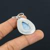 Trillion Owyhee Blue Opal Gemstone Sterling Silver Wedding Bezel Wife Pendant