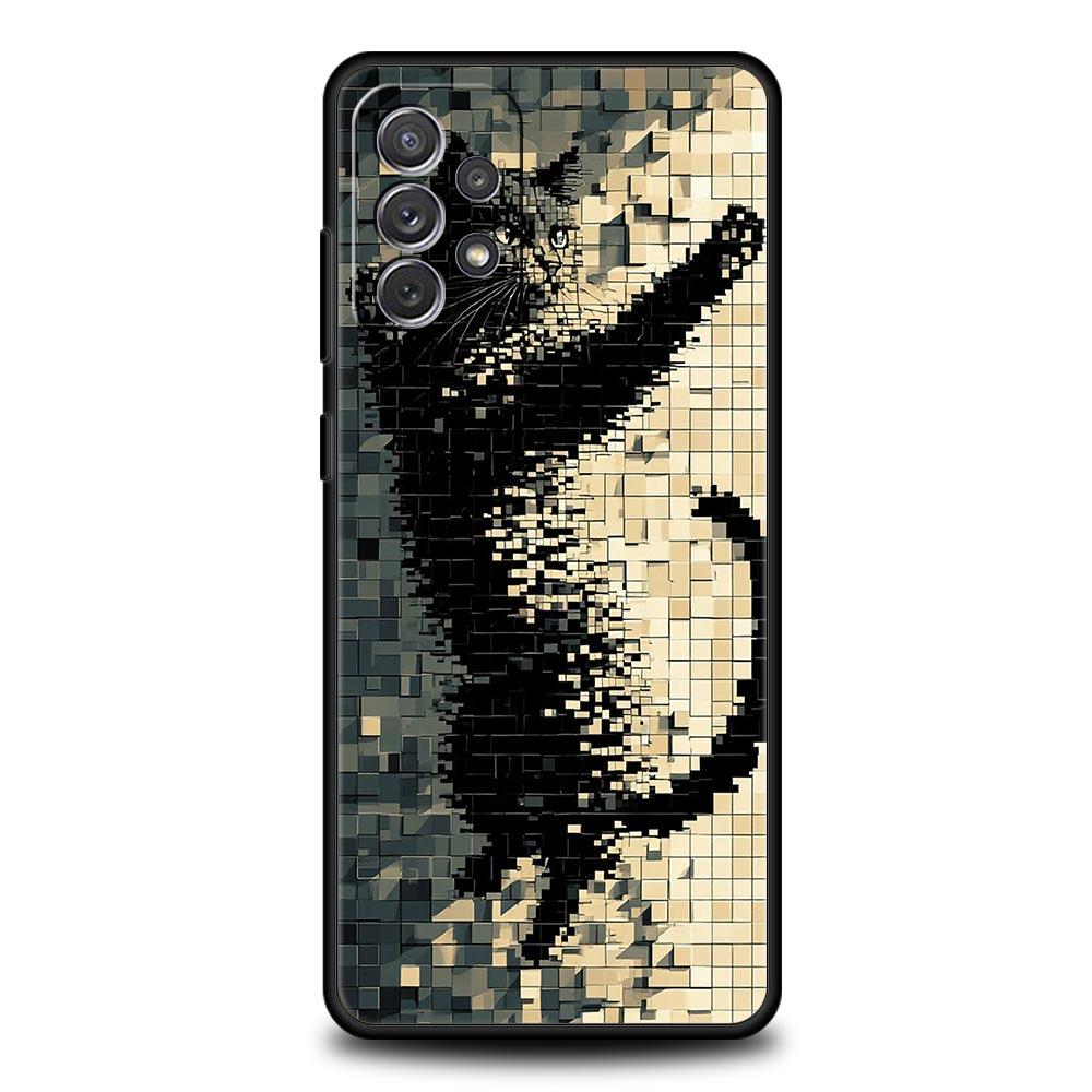 Cute Cat Phone Case for Samsung Galaxy A55 A35 A17 A07 A15 A13 A25 A51 A71 A72 A73 A32 A52 A52S A41 5G Soft TPU Shell Fundas Bag