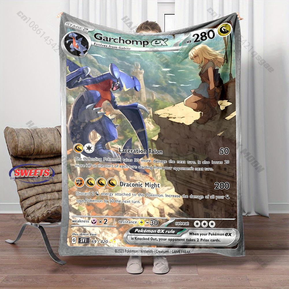 Free Shipping! Pokemon Garchomp Cards Print Blanket Warm Soft Comfortable Home Travel Sofa Bedding Cover Blanket Holiday Gift
