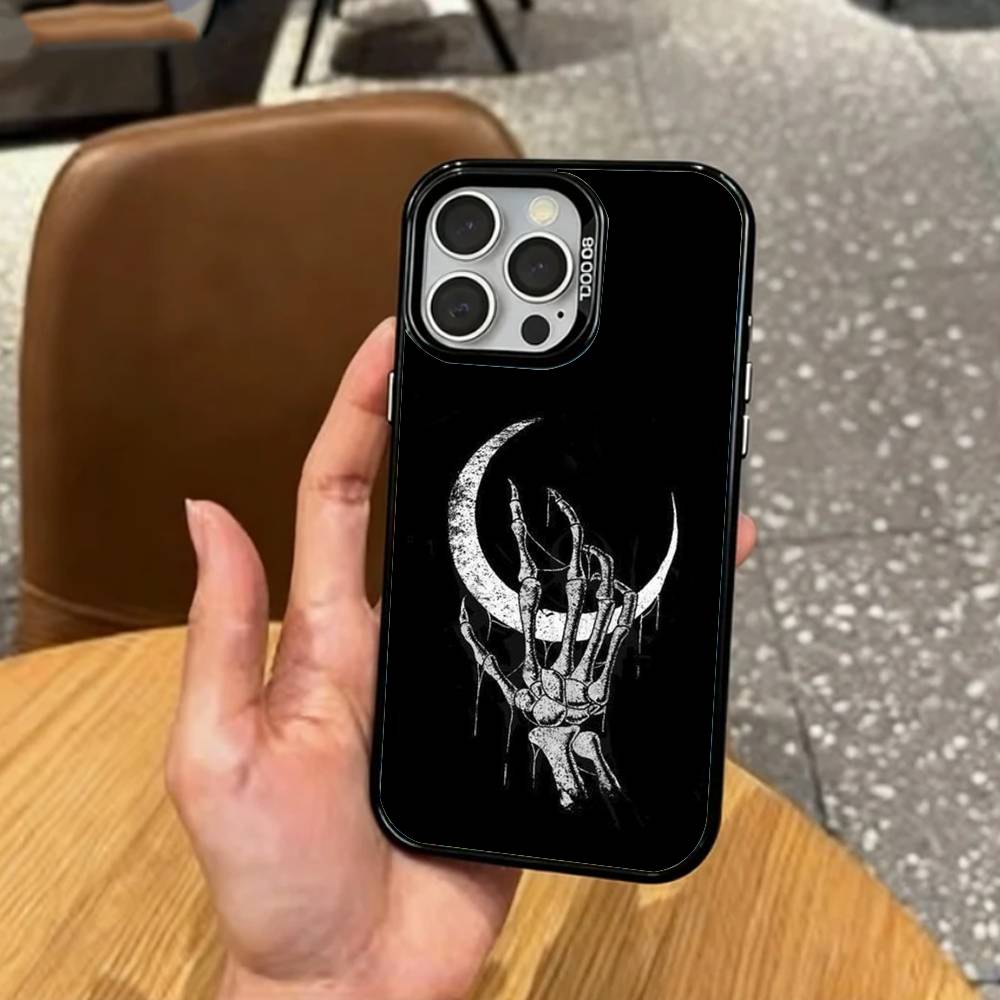 

O-Occult Witchcraft Moon Gothic W-Witch Phone Case For iPhone17,16,15,14,13,12,11,Pro Max Colored Silver Plated Inside Cover iPhone14ProMax