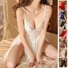 2025 New Arrival Sexy Ultra Slim Mesh Dating Nightdress/Backless Slit Deep V Suspender Dress/Sexy Seduction Pajamas