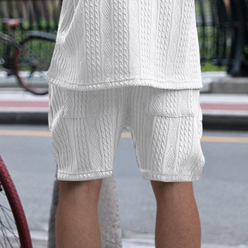 Multi-pocket Spring/Summer Straight-leg Wide-leg Sports Casual Jacquard Shorts