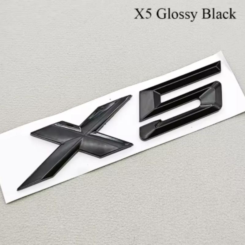 Autocollants Lettres de Voiture Chrome Noir ABS 3D Emblème Logo X5 X6 Badges de Coffre Arrière Pour BMW X5 X6 F15 G05 F16 G06 Autocollant Accessoires Auto yo2